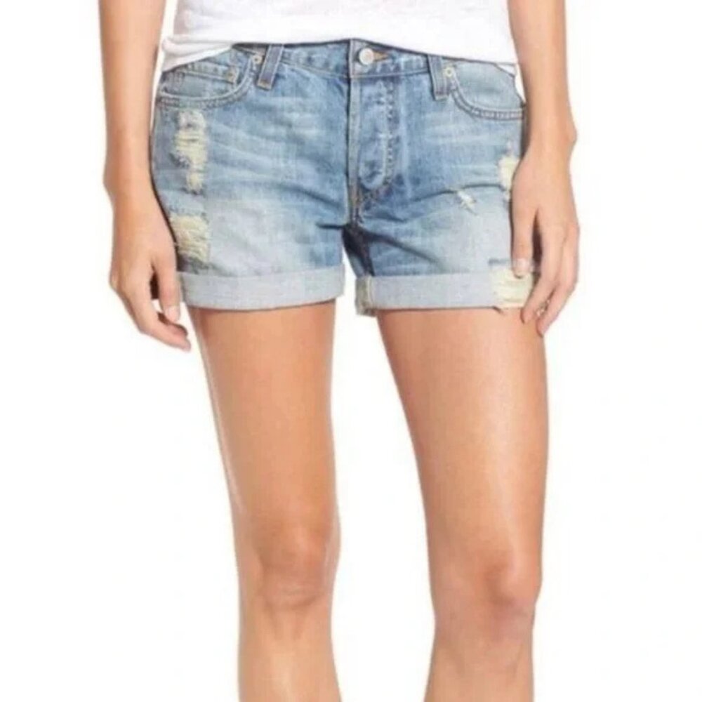 RAILS "Logan" Medium Vintage Wash Distressed Denim Jean Shorts | US 27 | $129
